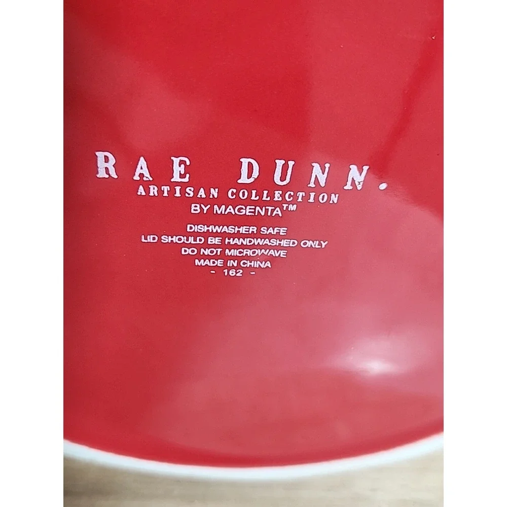 Rae Dunn by Magenta HO HO HO Chubby Canister Cookie Jar w Air-tight Lid Red EUC